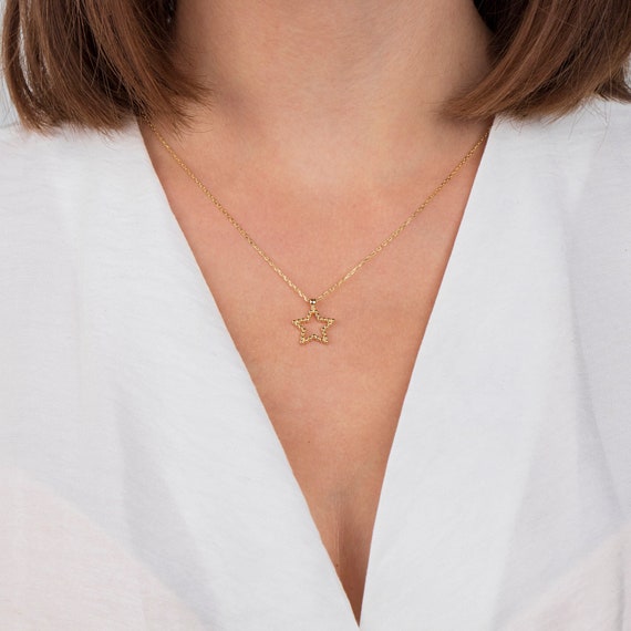 Delicate Celestial Gold Filled Star Pendant | Minimalist Waterproof Necklace | Elegant Gift for Women