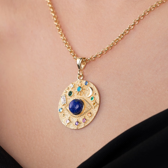 Evil Eye Necklace • Chunky Evil Eye Charm Necklace • Eye Pendant • Protection Necklace • Vermeil Evil Eye Necklace • Gift For Her
