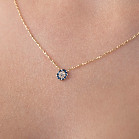 Dainty Evil Eye Protection Necklace - Nazar Pendant Charm for Everyday Wear & Bridesmaids