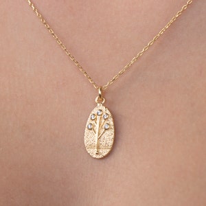 Dainty 14k Gold Tree of Life Necklace: Sterling Silver Family Charm