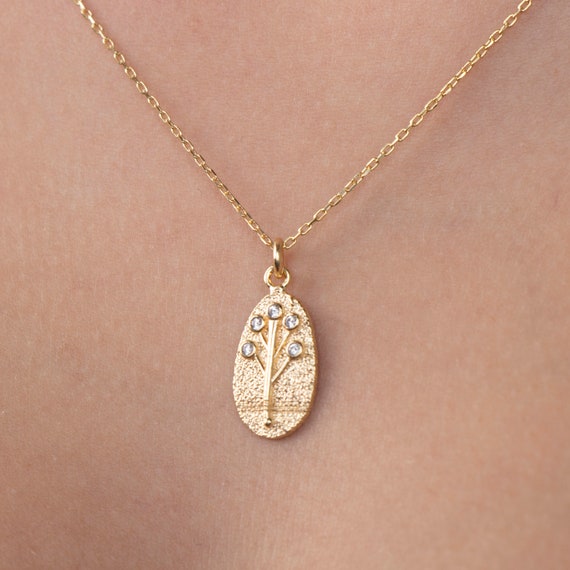 Dainty Gold Tree of Life Pendant Necklace - Family Heirloom Charm Jewelry Gift for Women