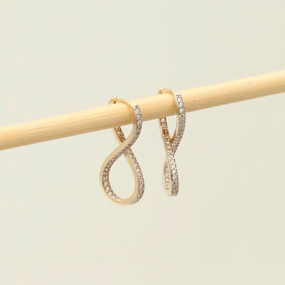 14K Solid Gold Infinity Earrings, Hoop Earrings, Dainty Gold Earrings, Minimalist Jewelry