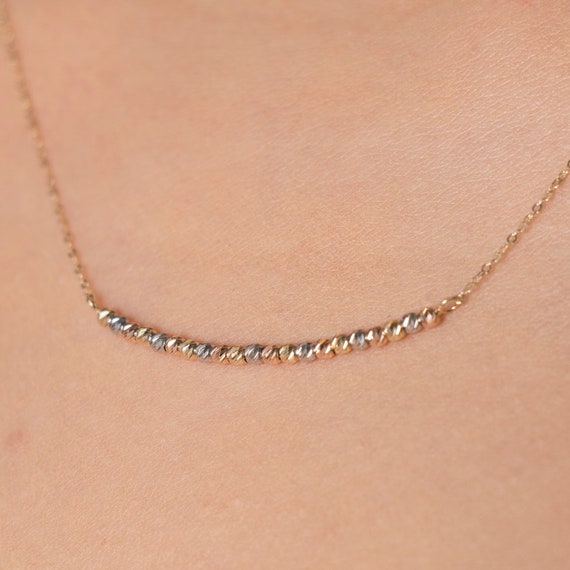 Elegant 14k Solid Gold Bar Necklace: Dainty Minimalist Choker for Layering and Everyday Wear