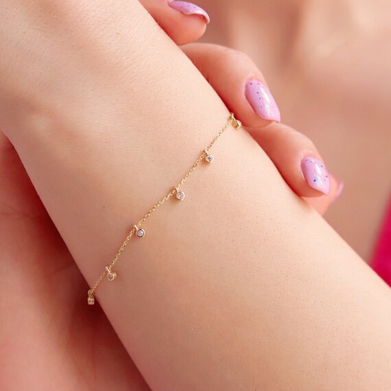 14k Dainty Gold Ball Chain Bracelet - Minimalist Beaded Jewelry for Everyday Elegance