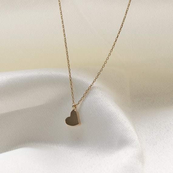 14K Gold Heart Necklace, Real Gold Heart Necklace, Love Necklace, Dainty Gold Necklace, Tiny Heart Necklace, Minimalist Necklace