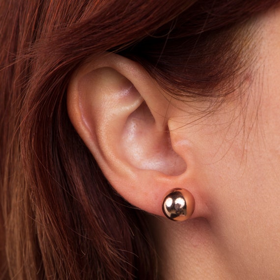 Dainty Ball Stud Earrings: Minimalist 10mm/6mm Dots for Everyday Wear, Cartilage, Gold or Silver