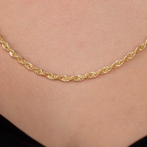 Gold Rope Chain Necklace, Gold Filled Rope Chain, Chunky Twisted Chain Necklace, 3MM Gold Rope Chain