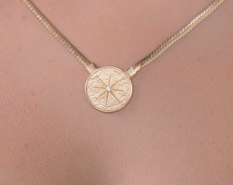 Sunburst Necklace, Gold Pendant Necklace, Dainty Gold Necklace, Minimalist Jewelry, Layering Necklace, Everyday Jewelry, Gift for Her