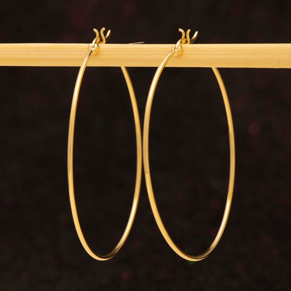 52 MM Hoop Earrings, Sterling Silver Hoop Earrings For Women, Lightweight Gold Earrings