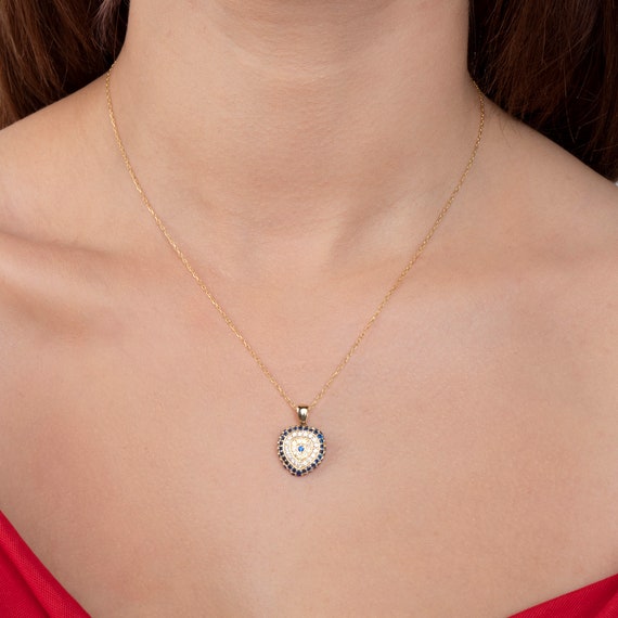 Dainty Gold Evil Eye Protection Charm Necklace - Minimalist Layering Jewelry for Bridesmaids