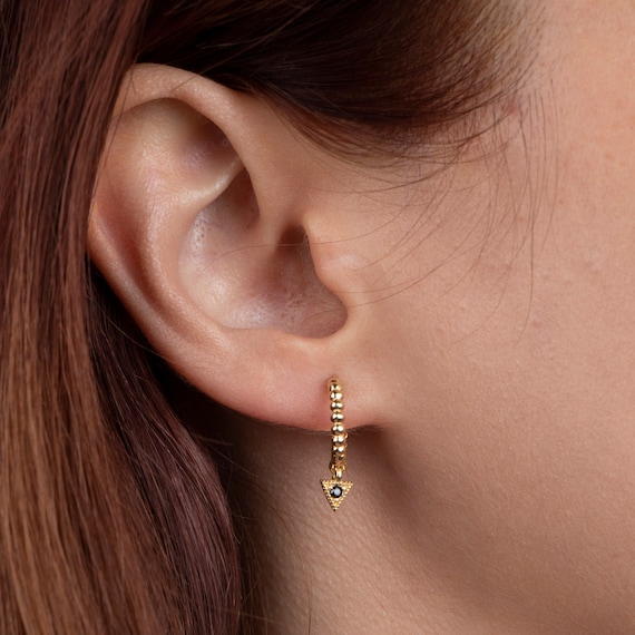 Hoop Earrings, Gemstone Earrings, Dainty Huggie Hoop Earrings, Gift For Her