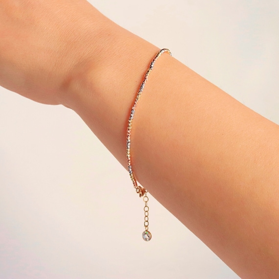 Delicate 14k Solid Gold Beaded Chain Bracelet - Dainty Minimalist Jewelry for Women