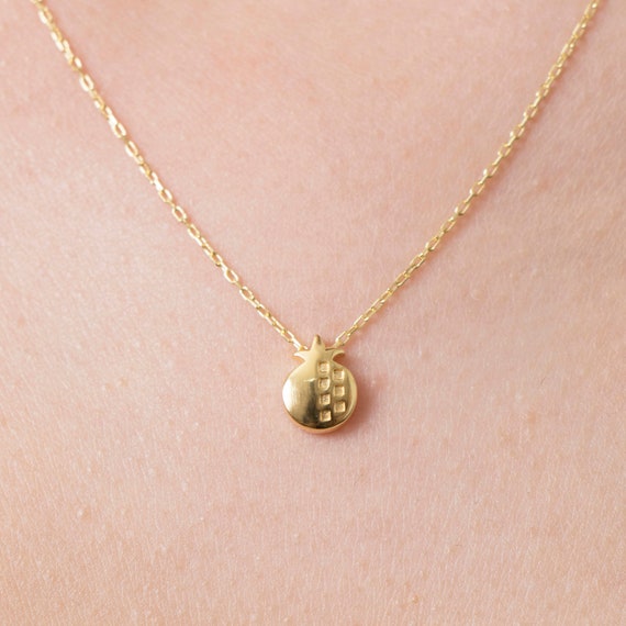 Pomegranate Necklace, Good Luck Necklace, Sterling Silver Fruit Necklace, Gold Fruit Necklace