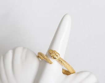 Dainty 14k Gold Vermeil Snake Ring: Sterling Silver Adjustable Wrap Ring