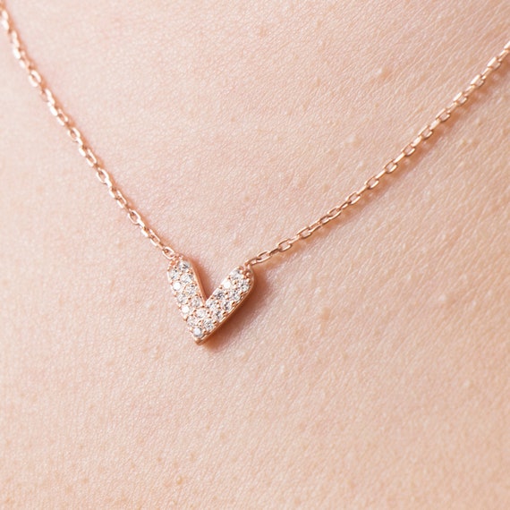 Tiny Gold Heart Necklace, Enamel Heart Necklace, Minimalist Heart Necklace, Love Necklace, Small Heart Necklace, Mini Heart Necklace