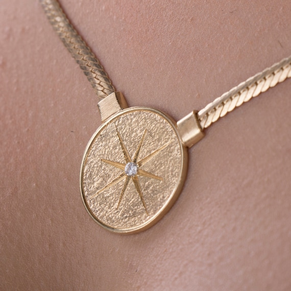 Starburst Necklace, North Star Necklace, Chunky Gold Necklace, Curb Chain Necklace, Mothers Day Gift