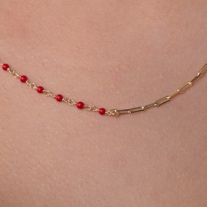 Dainty Coral Choker: 14k Gold Vermeil Sterling Silver Necklace