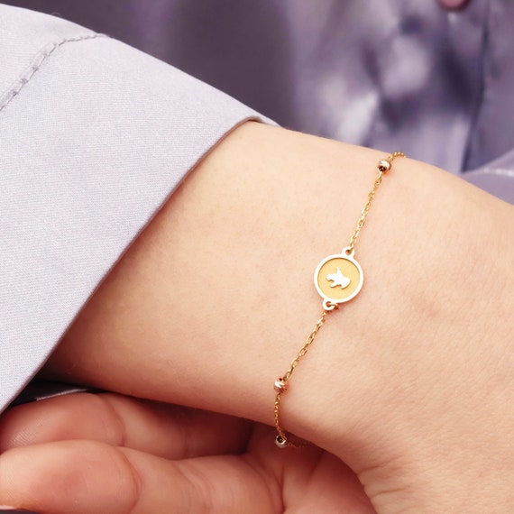 14K Gold Angel Bracelet, Protection Bracelet, Dainty Chain Bracelet, Minimalist Jewelry, Guardian Angel Bracelet