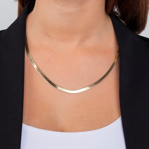 Elegant Herringbone Snake Chain Necklace - Thick Gold Vermeil Jewelry - Tarnish-Free Gift for Her