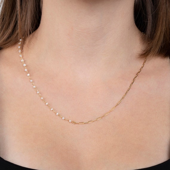 Ronnie Half Chain and Pearl Necklace – REBL Jewelry