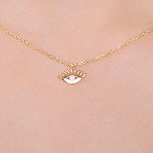 Evil Eye Necklace, Protection Necklace, Evil Eye Charm, Rose Gold Evil Eye Charm Necklace, Protection Jewelry, Birthday Gift