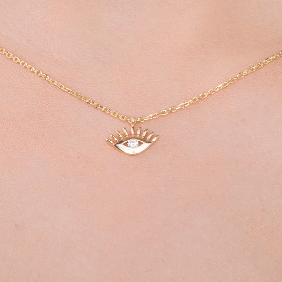 Evil Eye Necklace, Protection Necklace, Evil Eye Charm, Rose Gold Evil Eye Charm Necklace, Protection Jewelry, Birthday Gift