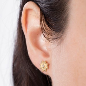 Sun Stud Earrings, Gold Stud Earrings, Small Stud Earrings, Dainty Stud Earrings image 3
