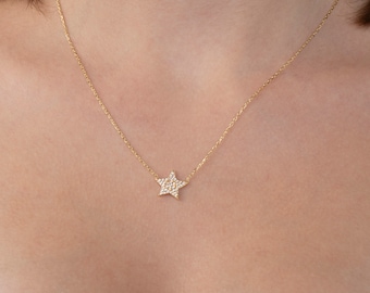 Star Necklace, CZ Star Necklace, Gold Celestial Necklace , Minimalist Star Necklace, Gift For Her