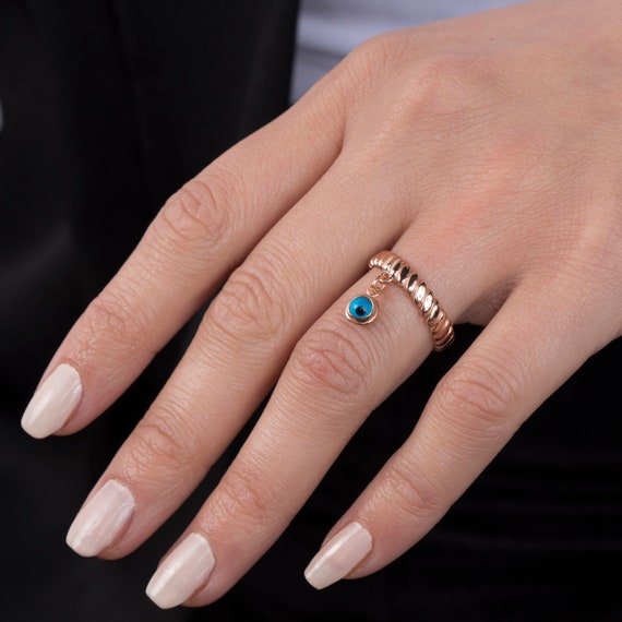 Evil Eye Ring, Gold Evil Eye Ring, Protection Ring, Gold Stacking Ring, Rose Gold Evil Eye Ring, Dainty Gold Ring, Gold Croissant Ring
