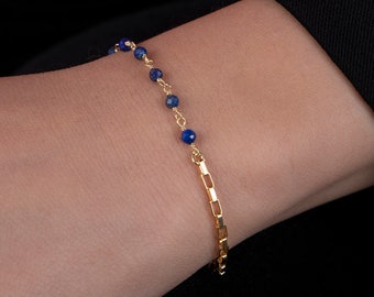 Gold And Lapis Lazuli Bracelet, December Birthstone Bracelet, Delicate Gold Bracelet, Gift For Her