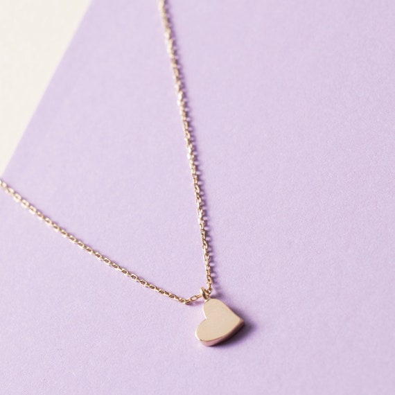 14K Gold Heart Necklace, Real Gold Heart Necklace, Love Necklace, Dainty Gold Necklace, Tiny Heart Necklace, Minimalist Necklace