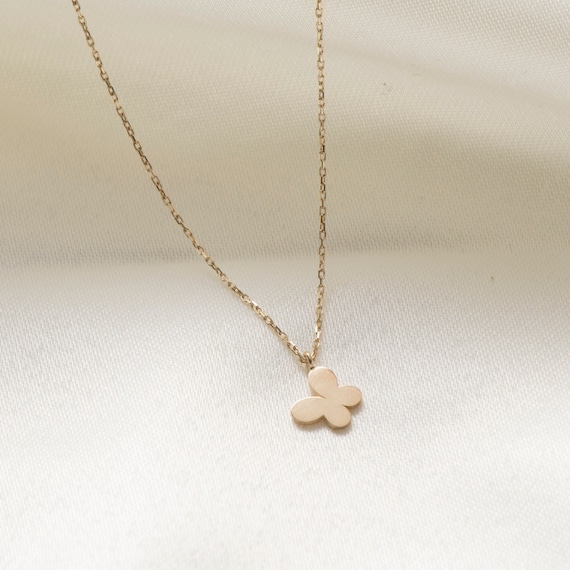 Delicate 14k Solid Gold Butterfly Pendant Necklace - Minimalist Dainty Jewelry for Women