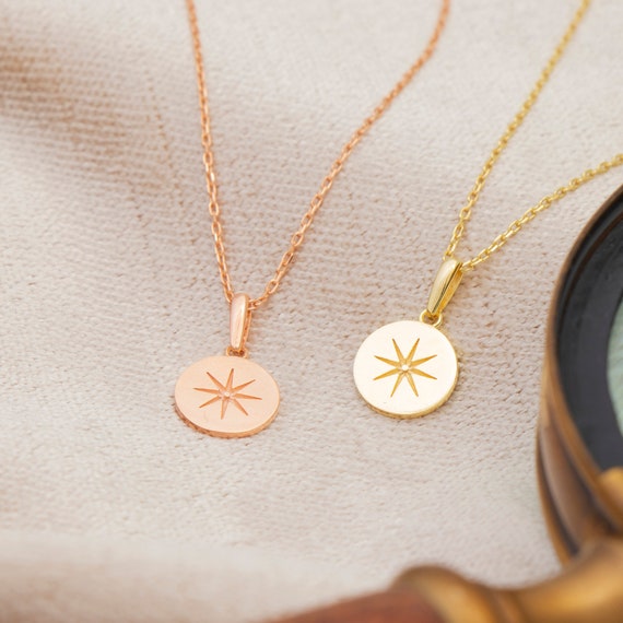 Starburst Necklace, Star Necklace, Tiny North Star Necklace, Rose Gold Starburst Necklace