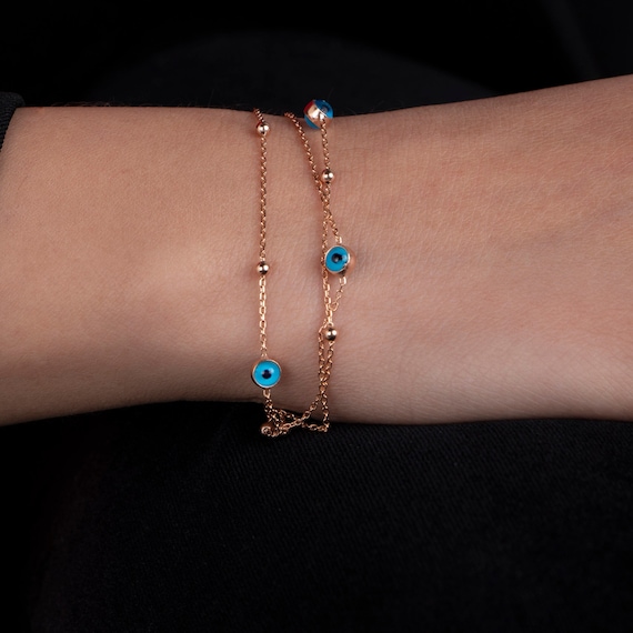 Evil Eye Bracelet, Dainty Gold Evil Eye Bracelet, Protection Bracelet, Gold Filled Bracelet