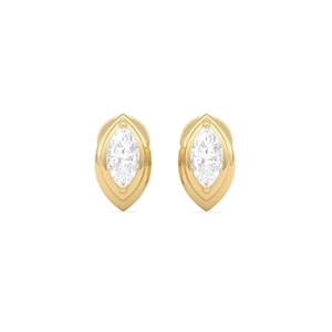 Marquise Cut Moissanite Stud Earrings | 14K Gold Minimalist Earrings | Dainty Moissanite Earrings for Women | Fine Jewelry Gift for her