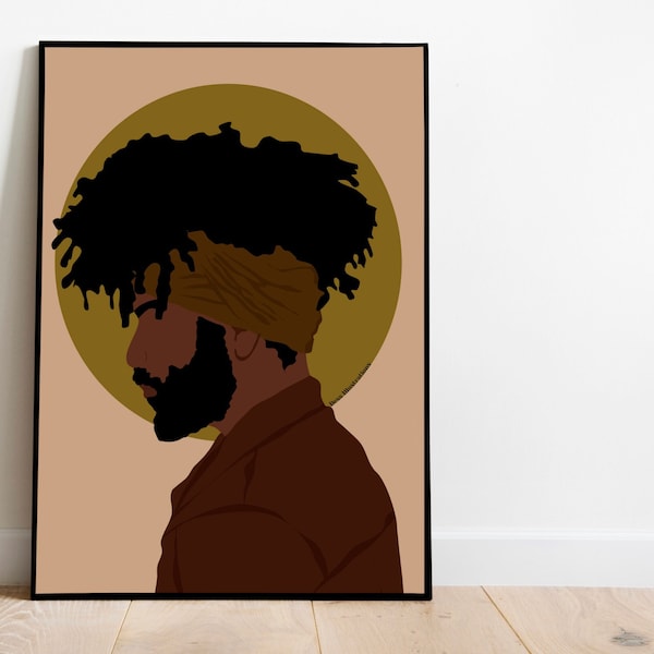 Black Man Illustration, Printable Wall Art,Black Man Art, Black Art Print,Afro Art,  Wall Decor, Modern Art, Abstract Art Print, African Man