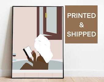 Black Woman Art, African Woman Art, Afro Wall Art, Fashion Print, Black Girl Wall Art, Bathroom Print, Woman Illustration