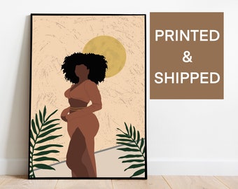 Black Woman Wall Art, Black Girl Art Print, Boho Woman Art, Woman Illustration, Afro Art, Fashion Print