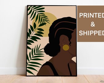 Printed and Shipped Black Woman Art, Printable Wall Art, Black Art Print, Black Wall Art, Black Girl Wall Art, Plant Girl, Plant Wall Art