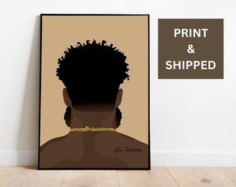 Black Man Art, PRINT & SHIP ,Black Man Illustration, Black Art Print,Afro Art, Wall Decor, Modern Art, Abstract Art Print, African Man