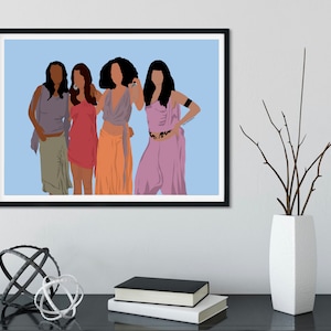 Girlfriends Tv Show Art Print, DIGITAL DOWNLOAD, 90's Classic Tv, Women Illustration, Afro Art Print, Black Classic Tv Show,Gift for Sister,