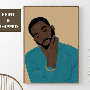 Black Man Art, PRINT & SHIP, Art,Black Man Illustration, Black Art Print,Afro Art, Wall Decor, Modern Art, Abstract Art Print, African Man