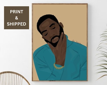 Black Man Art, PRINT & SHIP, Art,Black Man Illustration, Black Art Print,Afro Art, Wall Decor, Modern Art, Abstract Art Print, African Man