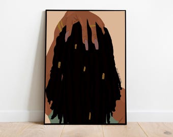 Donna nera con dreadlocks, ragazza nera con dreadlocks, stampa artistica donna con dreadlocks, DOWNLOAD DIGITALE, illustrazione di donna, arte afro, dreadlocks, dreadlocks