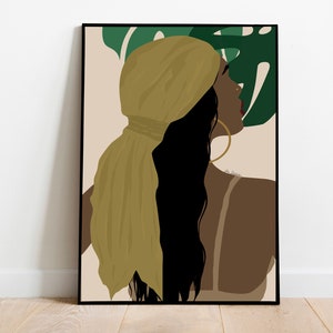 Black Woman Art,  DIGITAL  DOWNLOAD , Woman Illustration, Afro Art, Art Print, Female Art, Wall Decor, Lifestyle Art, Female Art Decor