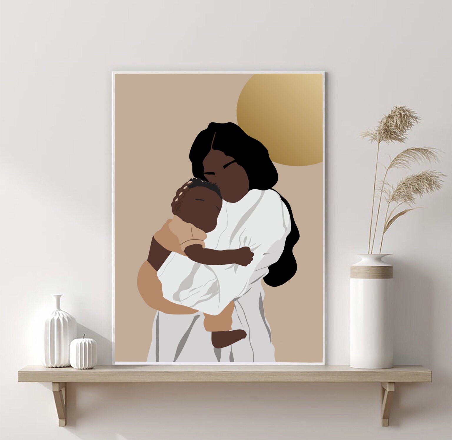 Black Mother and Child Wall Art, DIGITAL DOWNLOAD , Black Girl Art ...