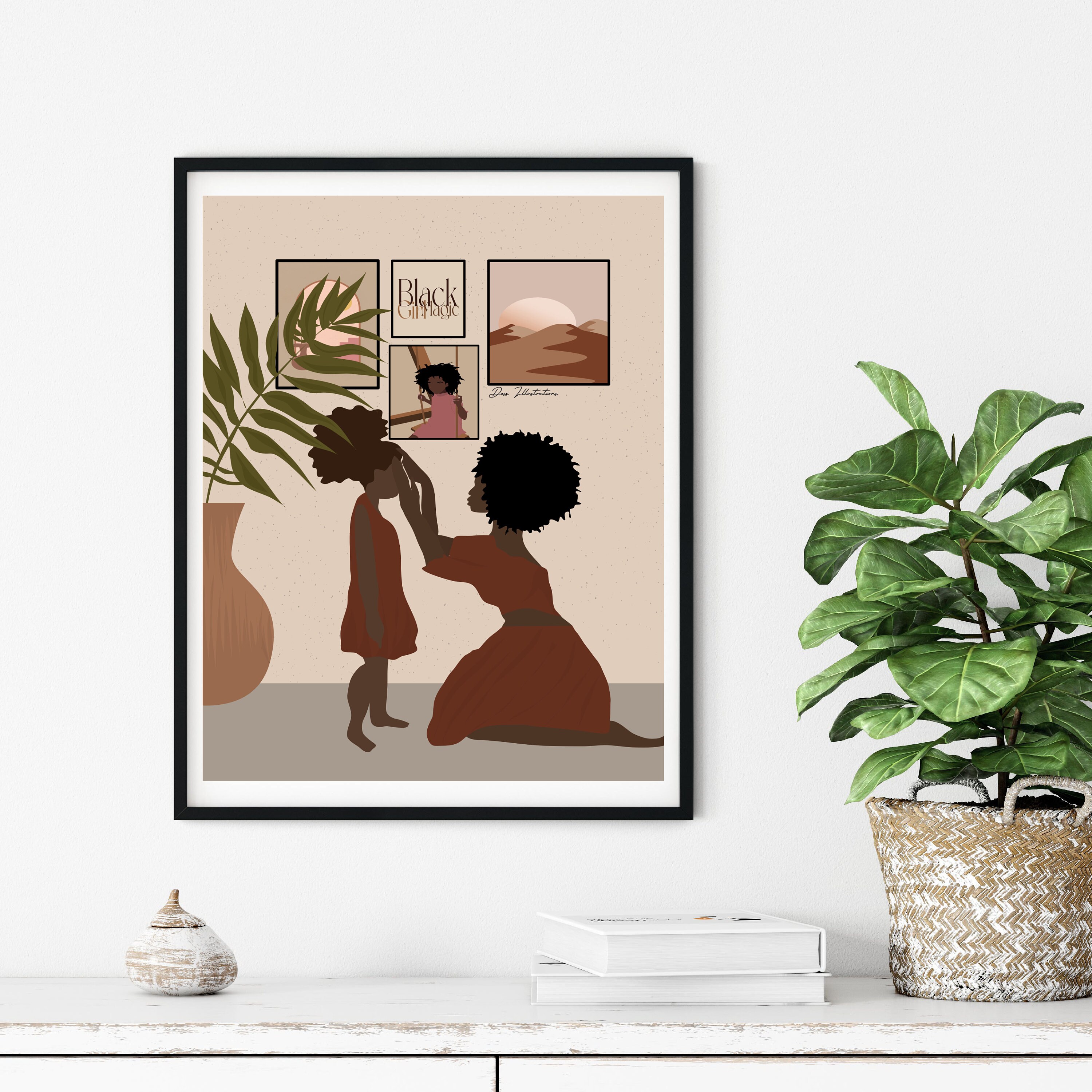 Black Mother and Child Wall Art, DIGITAL DOWNLOAD , Motherhood Art ...