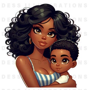 Clipart mamma e figlio afroamericani, PNG mamma e figlio, mamma e io madre e figlio afro, Clipart festa della mamma, Sublimazione mamma