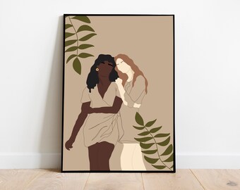 Boho  Women Wall Art, DIGITAL  DOWNLOAD ,  Woman Illustration, Minimalist Art, Fashion Print, Boho Wall Art,Aesthetic Wall Art, Art Print