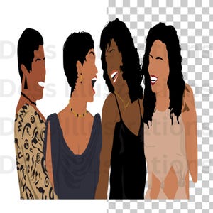 Warten auf Ausatmen Clipart, DIGITAL DOWNLOAD, 90er Jahre Filmklassiker, Frauen Illustration, Schwarz Filmklassiker,